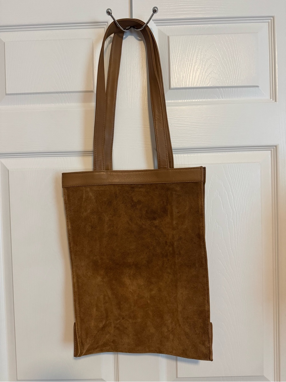NWT The Company Store Tan Suede Tote Interior with Slip Pocket